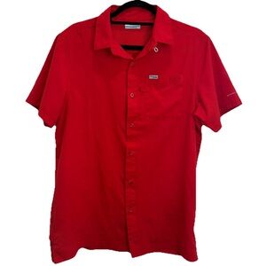 Columbia PFG Fishing Shirt Vented Short Sleeve Omni Shade Red Men's Size Small